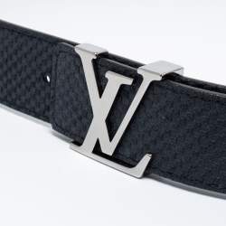 Pre Owned Louis Vuitton Navy Blue Mini Damier Suede LV Initiales Belt 110CM