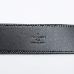 Pre Owned Louis Vuitton Navy Blue Mini Damier Suede LV Initiales Belt 110CM