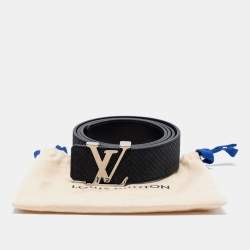 Pre Owned Louis Vuitton Dark Blue Mini Damier Suede LV Initiales Belt 110CM