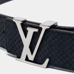 Pre Owned Louis Vuitton Dark Blue Mini Damier Suede LV Initiales Belt 110CM