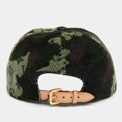 Pre Owned Louis Vuitton Green Corduroy Easy Fit Camo Cap 60