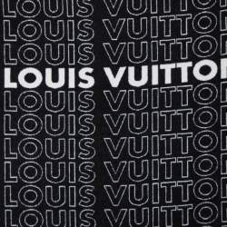Louis Vuitton Black Logo Intarsia Knit Wool & Cashmere Fringed Muffler