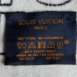 Louis Vuitton Black Logo Intarsia Knit Wool & Cashmere Fringed Muffler