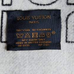 Louis Vuitton Black Logo Intarsia Knit Wool & Cashmere Fringed Muffler