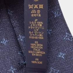 Louis Vuitton Navy Blue Monogram Jasper Silk Tie