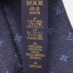 Louis Vuitton Navy Blue Monogram Jasper Silk Tie