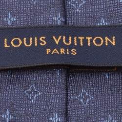 Louis Vuitton Navy Blue Monogram Jasper Silk Tie