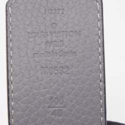 Pre Owned Louis Vuitton Navy Blue/Grey Leather LV Initials Reversible Belt 100CM