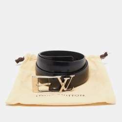 Pre Owned Louis Vuitton Black Leather Neogram Belt 85CM