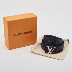مملوكة مسبقًا Louis Vuitton Blue Monogram Canvas LV Initiales Reversible Belt 90 CM