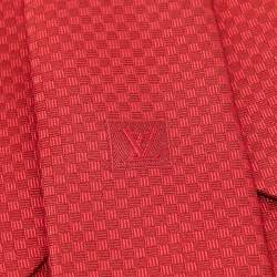 Louis Vuitton Red Micro Damier Silk Tie