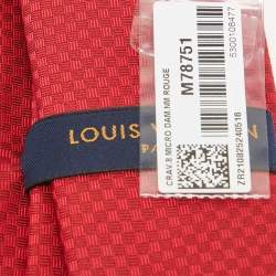 Louis Vuitton Red Micro Damier Silk Tie