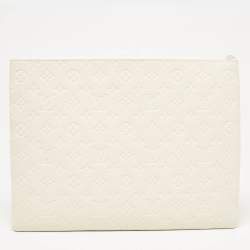 Louis Vuitton White Monogram Taurillon Leather Solar Ray A4 Pouch