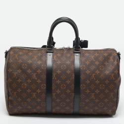 Louis Vuitton Black Monogram Canvas Keepall Bandouliere 45 Bag
