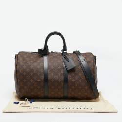Louis Vuitton Black Monogram Canvas Keepall Bandouliere 45 Bag