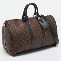 Louis Vuitton Black Monogram Canvas Keepall Bandouliere 45 Bag