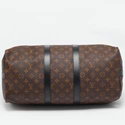 Louis Vuitton Black Monogram Canvas Keepall Bandouliere 45 Bag