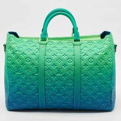Louis Vuitton Virgil Abloh Green/Blue Monogram Illusion Leather Keepall Tote