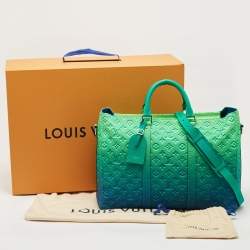 Louis Vuitton Virgil Abloh Green/Blue Monogram Illusion Leather Keepall Tote
