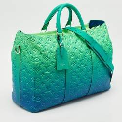 Louis Vuitton Virgil Abloh Green/Blue Monogram Illusion Leather Keepall Tote