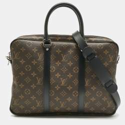Pre Owned Louis Vuitton Monogram Macassar Canvas Porte Documents Voyage PM Briefcase