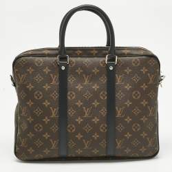 Pre Owned Louis Vuitton Monogram Macassar Canvas Porte Documents Voyage PM Briefcase