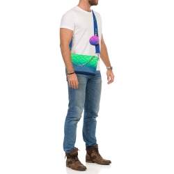 Pre Owned Louis Vuitton Bleu/Rose Monogram Taurillon Illusion Leather Trio Pouch Bag