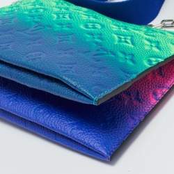 Pre Owned Louis Vuitton Bleu/Rose Monogram Taurillon Illusion Leather Trio Pouch Bag