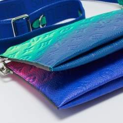 Pre Owned Louis Vuitton Bleu/Rose Monogram Taurillon Illusion Leather Trio Pouch Bag