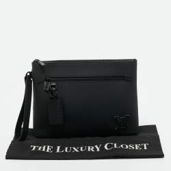 Pre Owned Louis Vuitton Black Leather Aerogram Takeoff Pouch