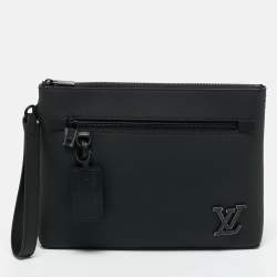 Pre Owned Louis Vuitton Black Leather Aerogram Takeoff Pouch