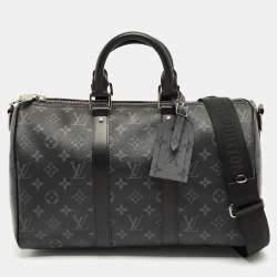 Pre Owned Louis Vuitton Monogram Eclipse Canvas Keepall Bandouliere 35 Bag