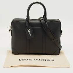 Pre Owned Louis Vuitton Black Taiga Leather Porte Documents Voyage PM Bag
