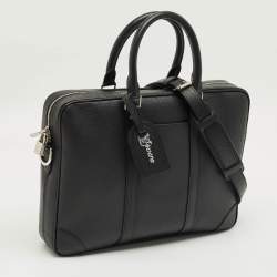 Pre Owned Louis Vuitton Black Taiga Leather Porte Documents Voyage PM Bag