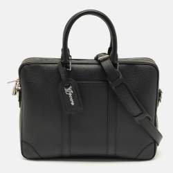 Pre Owned Louis Vuitton Black Taiga Leather Porte Documents Voyage PM Bag