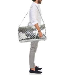 مملوكة مسبقًا Louis Vuitton Keepall Bandouliere 50 Silver Monogram Mirror Canvas Duffel Bag