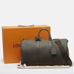 Pre Owned Louis Vuitton Keepall Bandouliere 50 Kaki Aerogram Leather Duffel Bag
