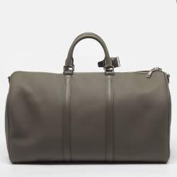 Pre Owned Louis Vuitton Keepall Bandouliere 50 Kaki Aerogram Leather Duffel Bag