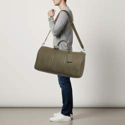 Pre Owned Louis Vuitton Keepall Bandouliere 50 Kaki Aerogram Leather Duffel Bag