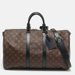 Pre Owned Louis Vuitton Keepall Bandouliere 45 Monogram Macassar Canvas Duffel Bag