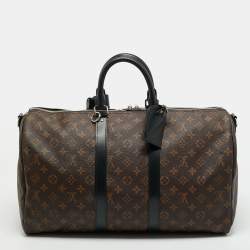 Pre Owned Louis Vuitton Keepall Bandoulière 45 Monogram Macassar Canvas Duffel Bag