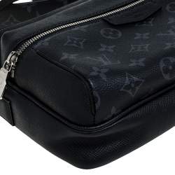 Pre Owned Louis Vuitton Black Taiga Leather and Monogram Eclipse Canvas Outdoor Messenger Bag