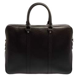 Pre Owned حقيبة لوي فيتون بورت دوكومنتز فواياج جلد تاغيا أسود PM