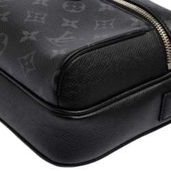 Pre Owned Louis Vuitton Black Taiga Leather and Monogram Eclipse Canvas Outdoor Messenger Bag