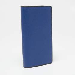 Pre Owned Louis Vuitton Navy Blue Taiga Leather Brazza Wallet