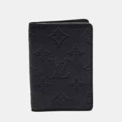 Louis Vuitton Monogram Shadow Grey Leather Logo Pocket Organizer Card Wallet