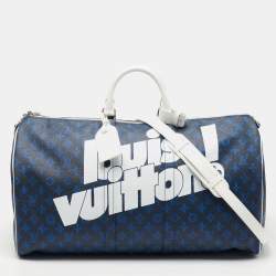 Louis Vuitton x NBA Keepall 55 Bandouliere Blue in Coated Canvas/Leather  with Gold-tone - US