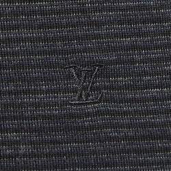 Louis Vuitton Navy Blue Striped Knit V-Neck Sweatshirt M