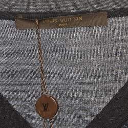 Louis Vuitton Navy Blue Striped Knit V-Neck Sweatshirt M