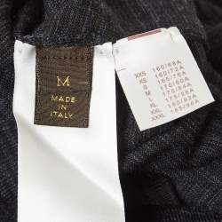 Louis Vuitton Navy Blue Striped Knit V-Neck Sweatshirt M
